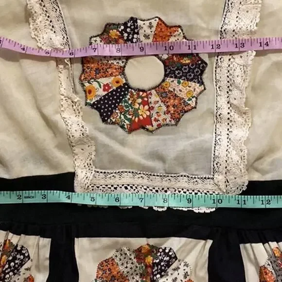Vintage Rare 1970s Long Sleeve Maxi Cottagecore/Prairie Mock Quilt Dress Sz 6/8 - Picture 3 of 4